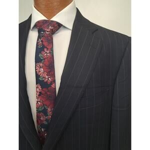 Ermenegildo Zegna Mens Pinstripe Unstructured Blazer Navy Blue Wool 42S